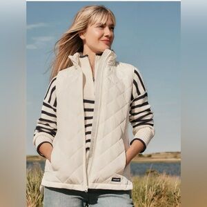 Lands' End Women's Ivory Quilted Vest